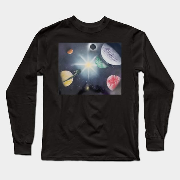 Space solar system Long Sleeve T-Shirt by JMC Designs 